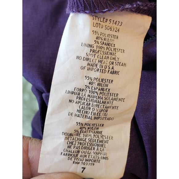 Blondie Cocktail Dress Womens Size 7 Purple Satin Beaded One Shoulder Back Zip - Picture 6 of 11